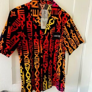 SavagexFenty all over multi colored button up tee